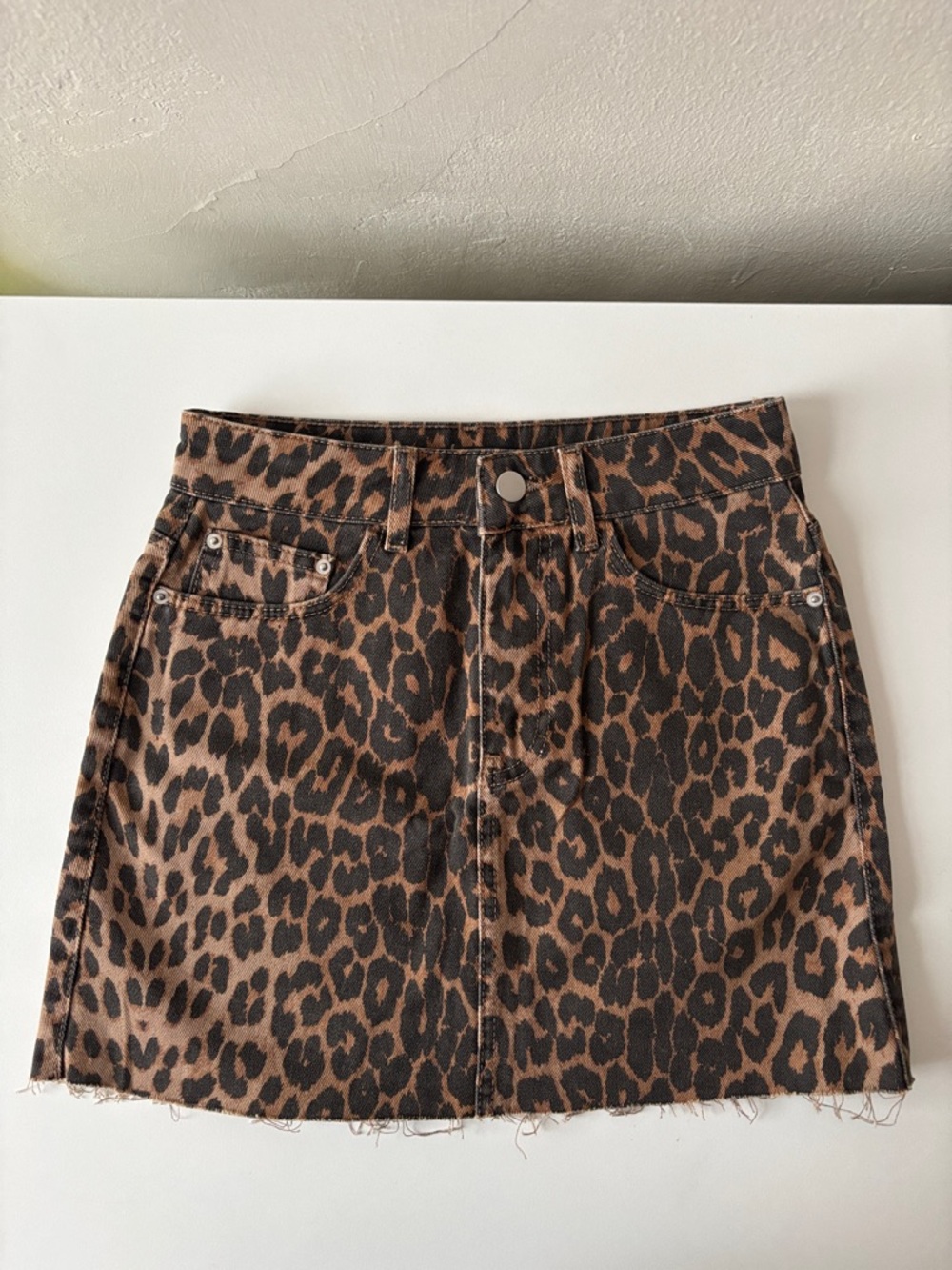 Zara Leopard Print Denim Skirt